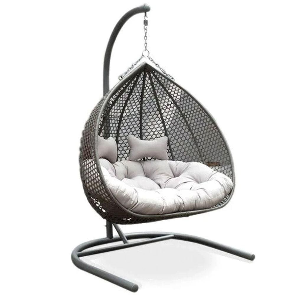 Alfie Double Hanging Egg Chair - Grey with Light Grey cushions