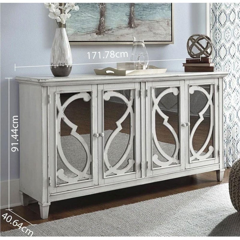 Buy Avery Antique White Timber Mirror Buffet Sideboard Grey Mirimyn Mydeal