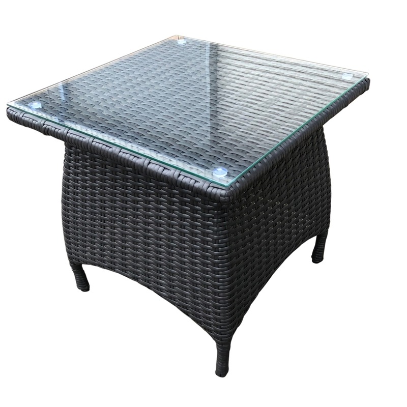 Buy Bali Outdoor Wicker Glass Top Side Table MyDeal