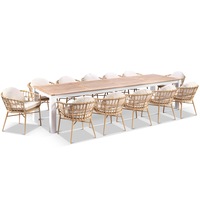 Balmoral 3.55m Outdoor Teak Top Aluminium Table with 12 Moana Chairs - Outdoor Dining Settings