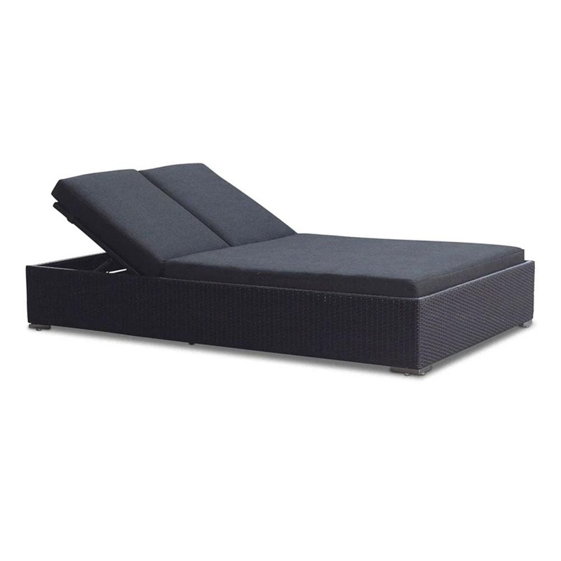 Breeze Outdoor Wicker Double Sun Lounge With Side Table Charcoal with