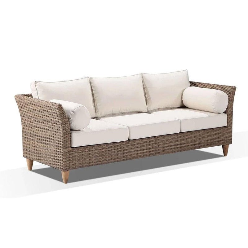 Ina 3 Seater Outdoor Wicker Lounge, Outdoor Wicker Lounger Sofa Bed