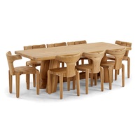 Fingal Indoor 2.2m Timber Dining Setting with 8x Chairs - Dining Settings