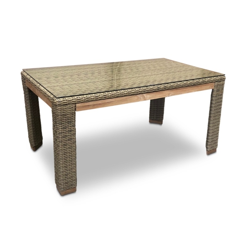 Freedom 1.6M Rectangle Wicker And Teak Glass Top Dining Table Buy