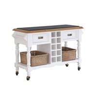 Leura Belle Kitchen Island Bench in Brushed with Natural Timber Top - Kitchen Island Benches