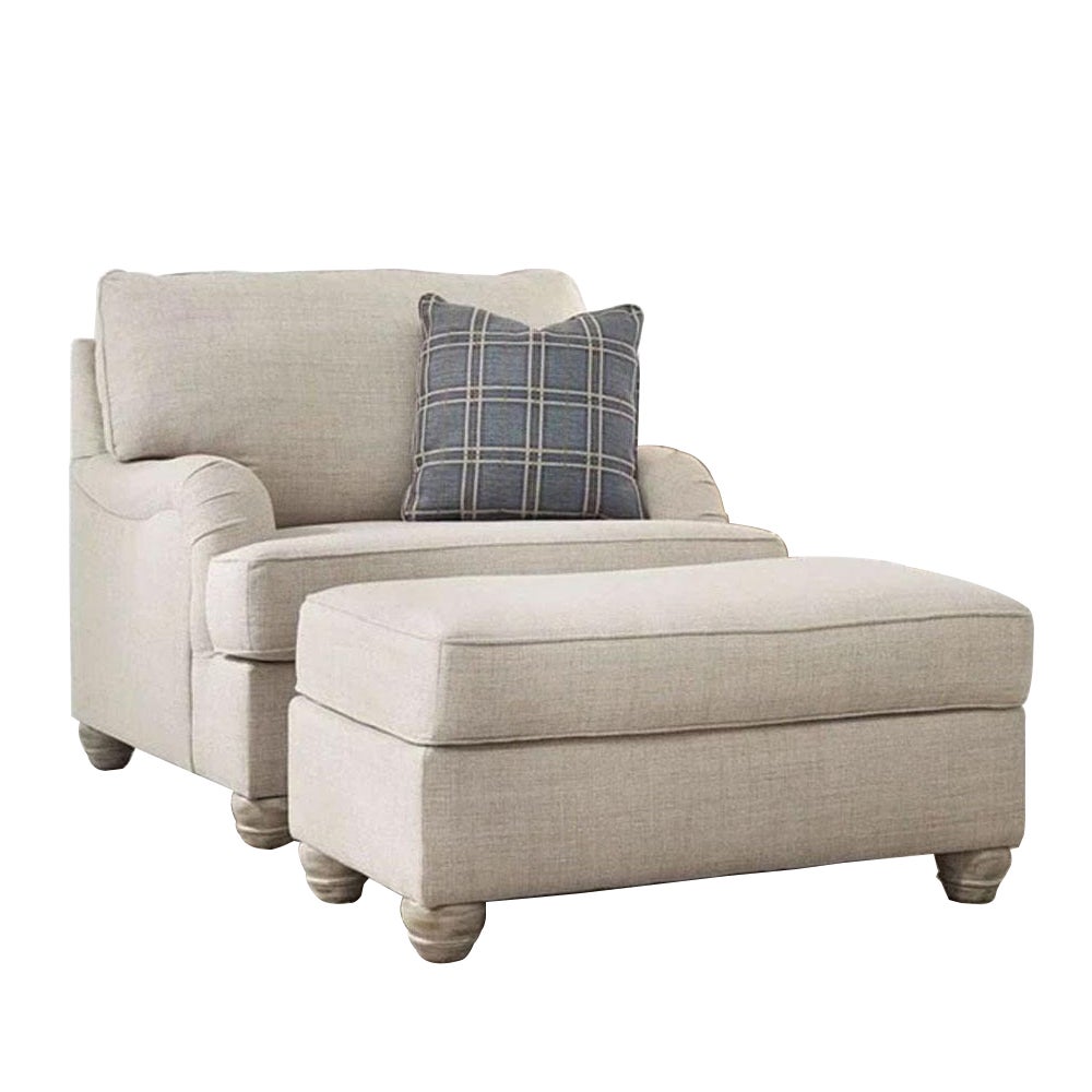 Isabelle Traemore 1 Seater Large Fabric Arm Chair With Ottoman - Beige - Traemore