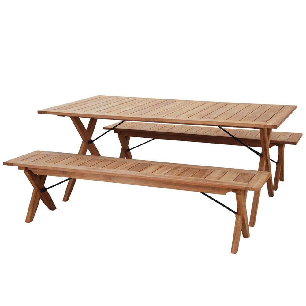 Buy Issie Outdoor 1.8m Recyled Teak Table and Bench Seats from FSC ...