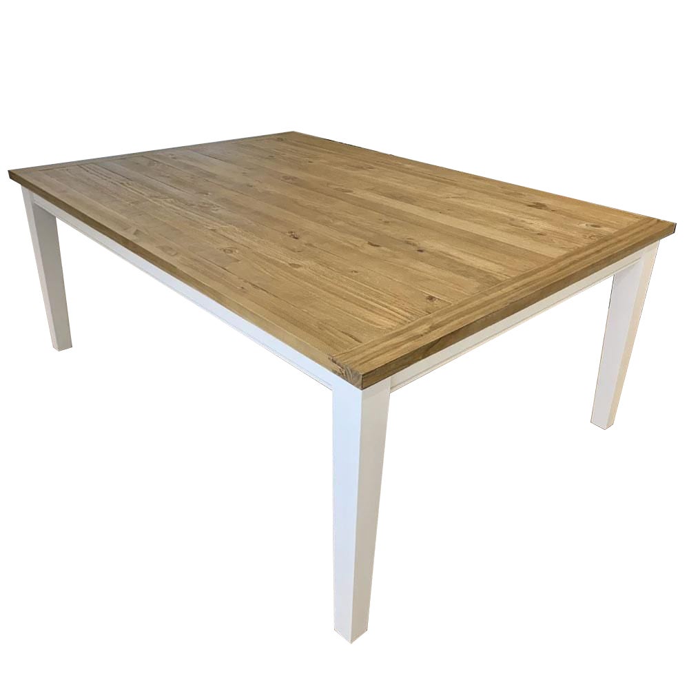 Leura Belle Large Rustic 210Cm X 150Cm Indoor Timber Dining Table - Distressed White Honey top