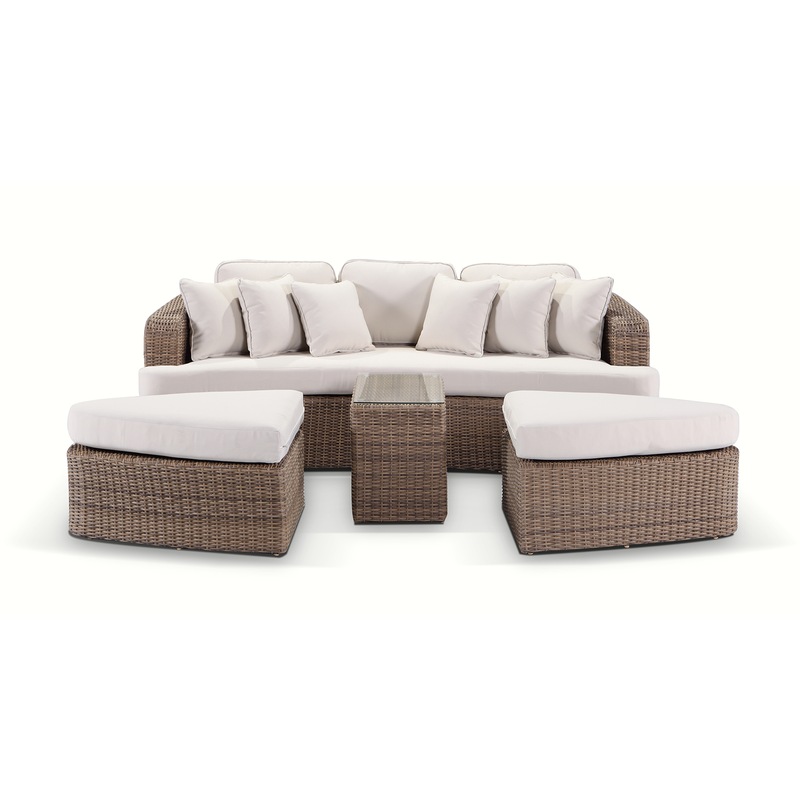 Noosa Outdoor Modular 4 Piece Daybed In Half Round Wicker MyDeal