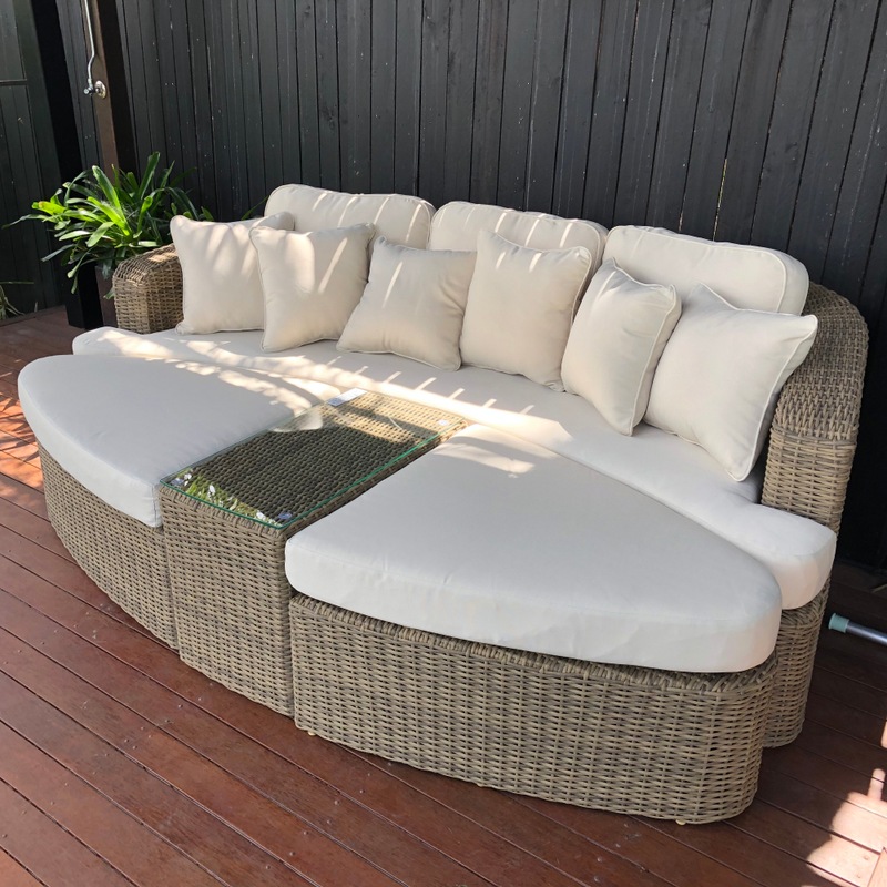 Noosa Outdoor Modular 4 Piece Daybed In Half Round Wicker MyDeal