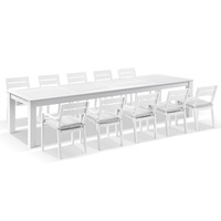 Santorini 12 Seater Outdoor Rectangle Aluminium Dining Table and Chairs setting - Outdoor Aluminium Dining Settings
