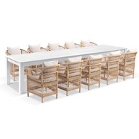 Santorini 3.55 Outdoor Rectangle Aluminium Dining Table with 12 Watego Malawi Style Chairs - Outdoor Aluminium Dining Settings