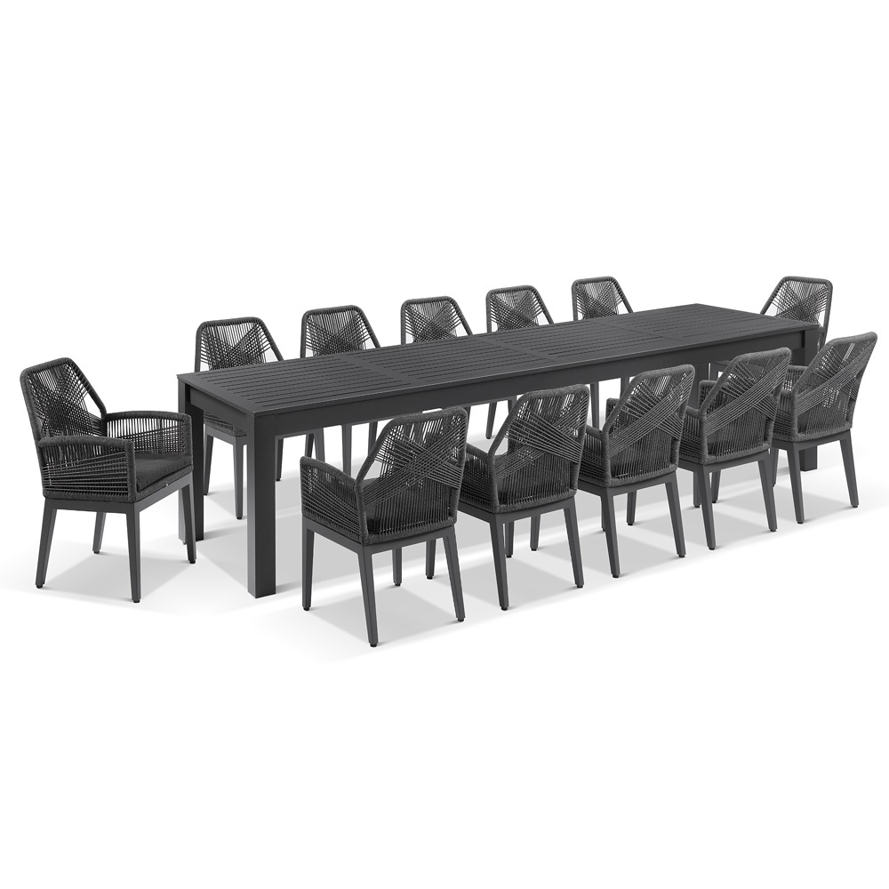 Buy Santorini 3.55M Outdoor Rectangle Aluminium Dining Table With 12 ...