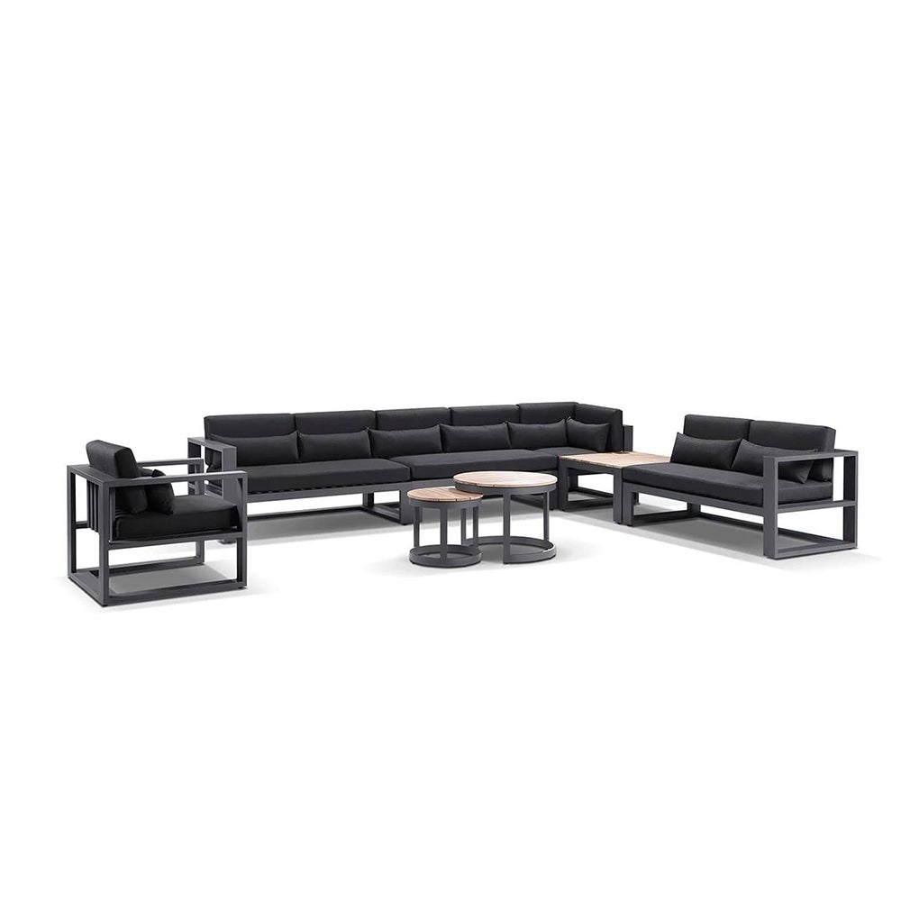 Santorini Package E In Charcoal With Denim Grey Cushions - Charcoal Aluminium with Denim