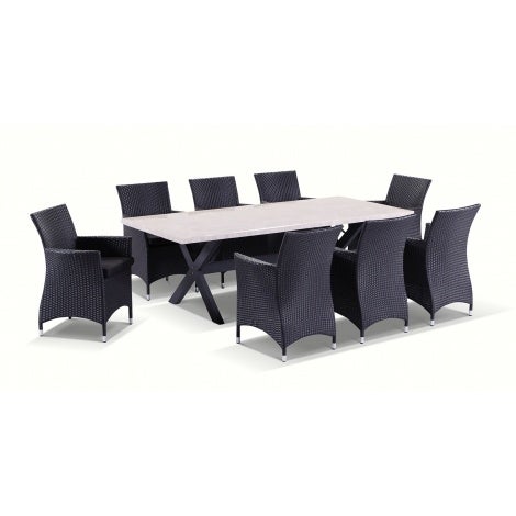 Sicillian Outdoor Stone 8 Seat Dining Set Charcoal
