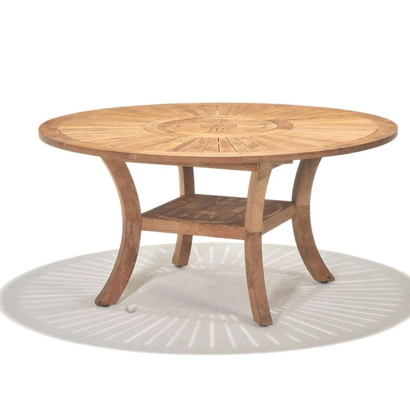 Buy Solomon 1.5M Round Teak Timber Outdoor Dining Table With Lazy Susan