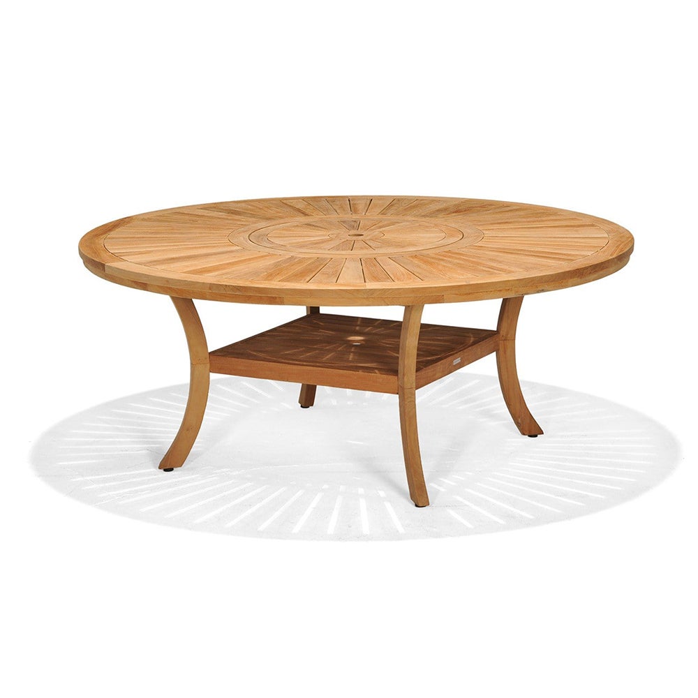 Solomon 1.8M Round Outdoor Teak Timber Table With Kai Wicker Chairs