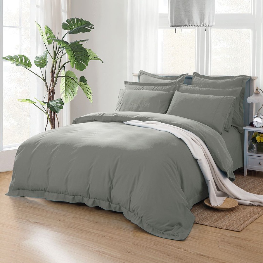 Super Soft Tailored KING SINGLE Size Quilt/Doona/Duvet Cover Set - Grey