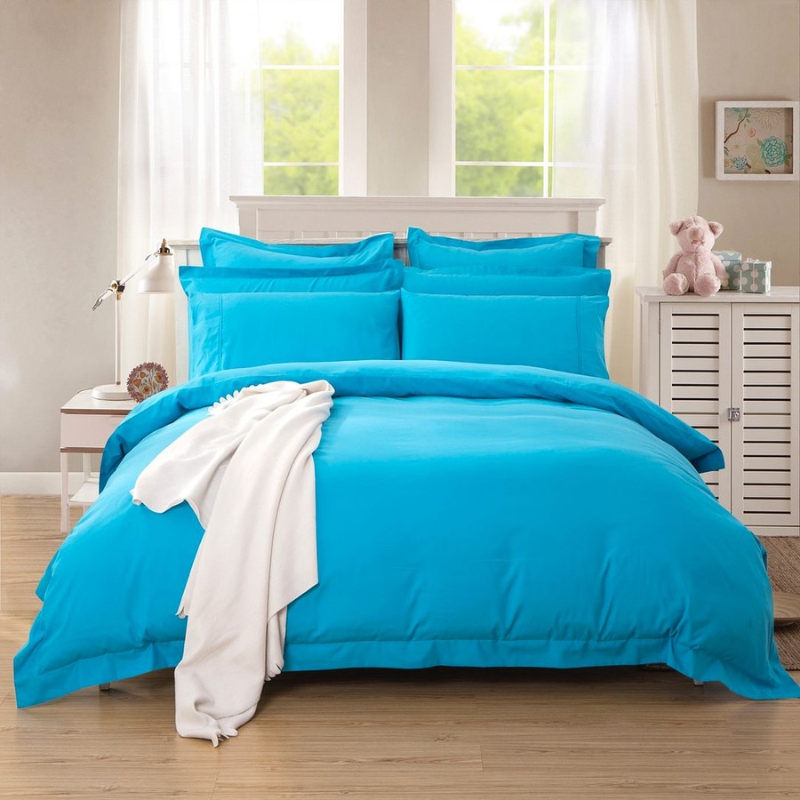 Super Soft Tailored KING SINGLE Size Quilt/Doona/Duvet Cover Set - Light Blue