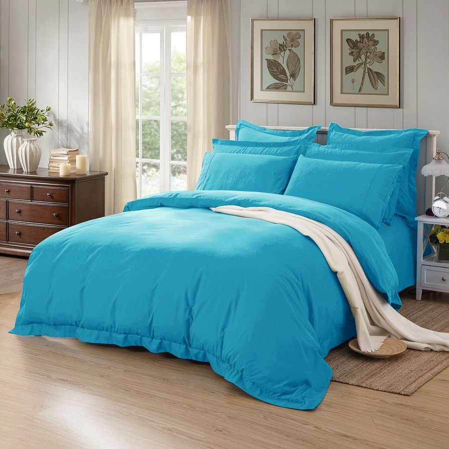 Super Soft Tailored KING SINGLE Size Quilt/Doona/Duvet Cover Set - Light Blue