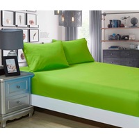 Super Soft Fitted Sheet & Pillowcase Set - King Single Size Bed - Green
