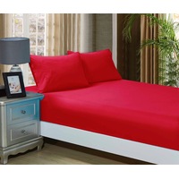 Super Soft Fitted Sheet & Pillowcase Set - King Single Size Bed - Red