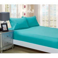 Super Soft Fitted Sheet & Pillowcase Set - King Single Size Bed - Teal