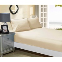 Super Soft Fitted Sheet & Pillowcase Set - King Single Size Bed - Beige