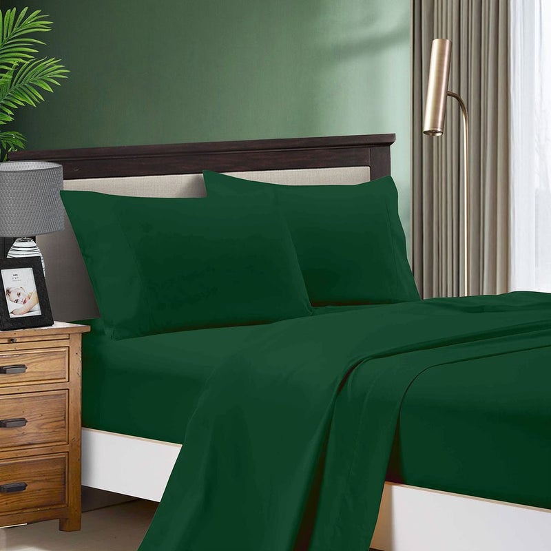 1000tc-ultra-soft-flat-fitted-sheet-set-king-size-bed-dark-green