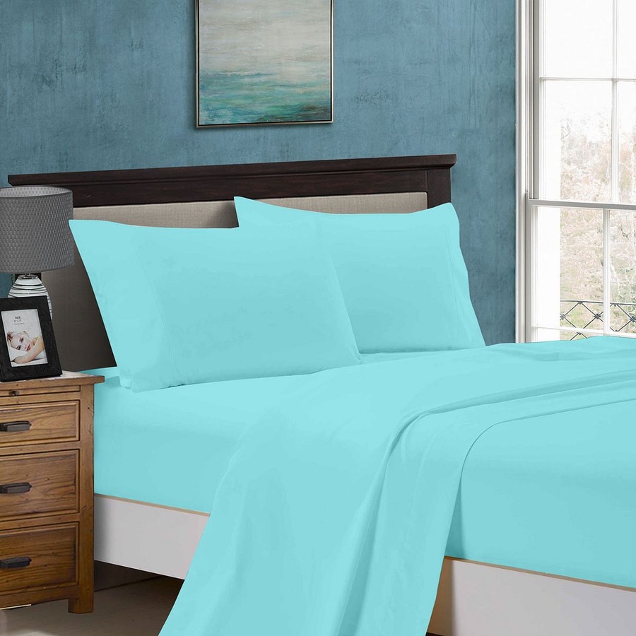 Super Soft Flat & Fitted Sheet Set - Queen Size Bed - Aqua
