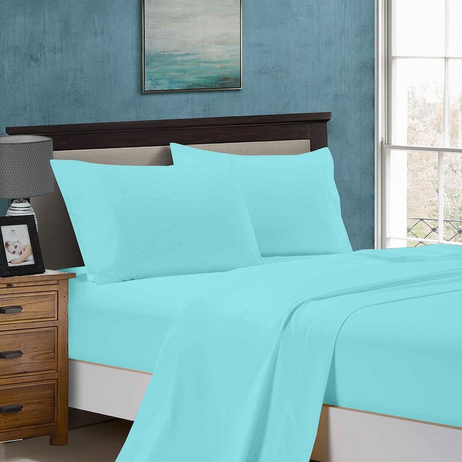 Super Soft Flat & Fitted Sheet Set - Queen Size Bed - Aqua