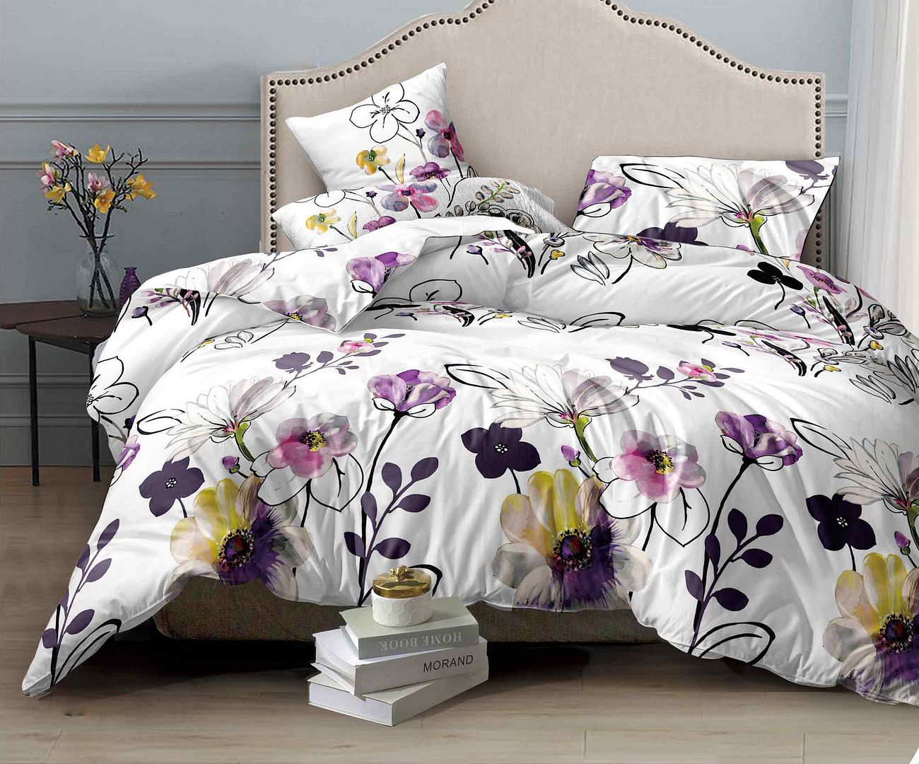 Bloom Quilt/Doona/Duvet Cover & 2 Pillowcases Set (Super King Size) M376 White