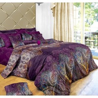 Aster Queen Size Bed Quilt Doona Duvet Cover & Pillow Cases Set Purple