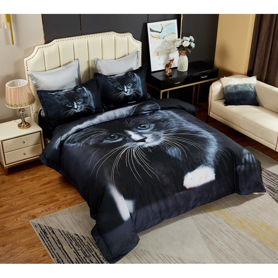 Cat Quilt/Doona/Duvet Cover Set - Queen Size