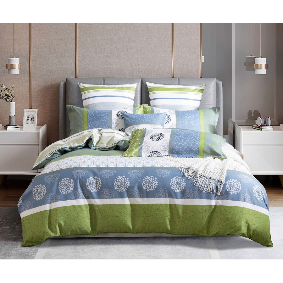 Dexter King Single Size Quilt/Doona/Duvet Cover Set Green
