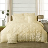 Diamond Pintuck King Size Bed Quilt Doona Duvet Cover & Pillow Cases Set - Cream
