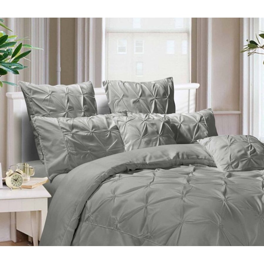Diamond Pintuck Premium Ultra Soft Queen Size Pillowcases 2-Pack Grey