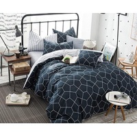 Dominic King Size Bed Quilt Doona Duvet Cover & Pillow Cases Set Blue