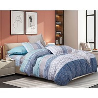 Danya King Size Bed Quilt Doona Duvet Cover & Pillow Cases Set Green Blue Grey