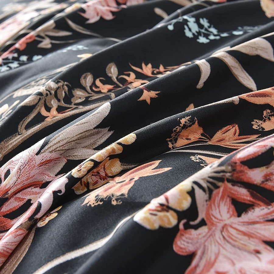 Hayman King Size Quilt/Doona/Duvet Cover Set M451 Black Flower