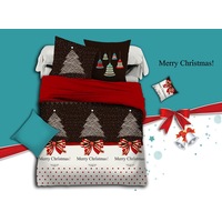 Merry Christmas King Single Size Quilt/Doona/Duvet Cover Set Black