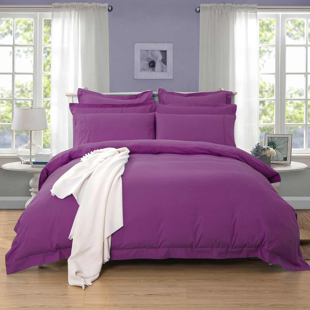 Tailored Super Soft King Size Quilt/Doona/Duvet Cover Set - Purple
