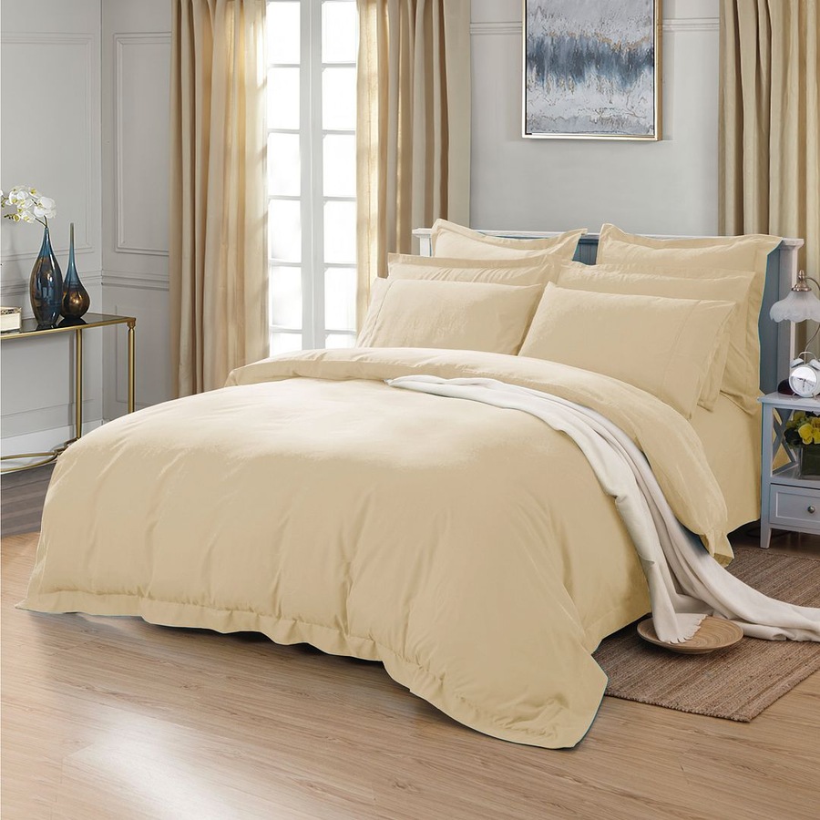 Tailored Super Soft King Size Quilt/Doona/Duvet Cover Set - Yellow Cream