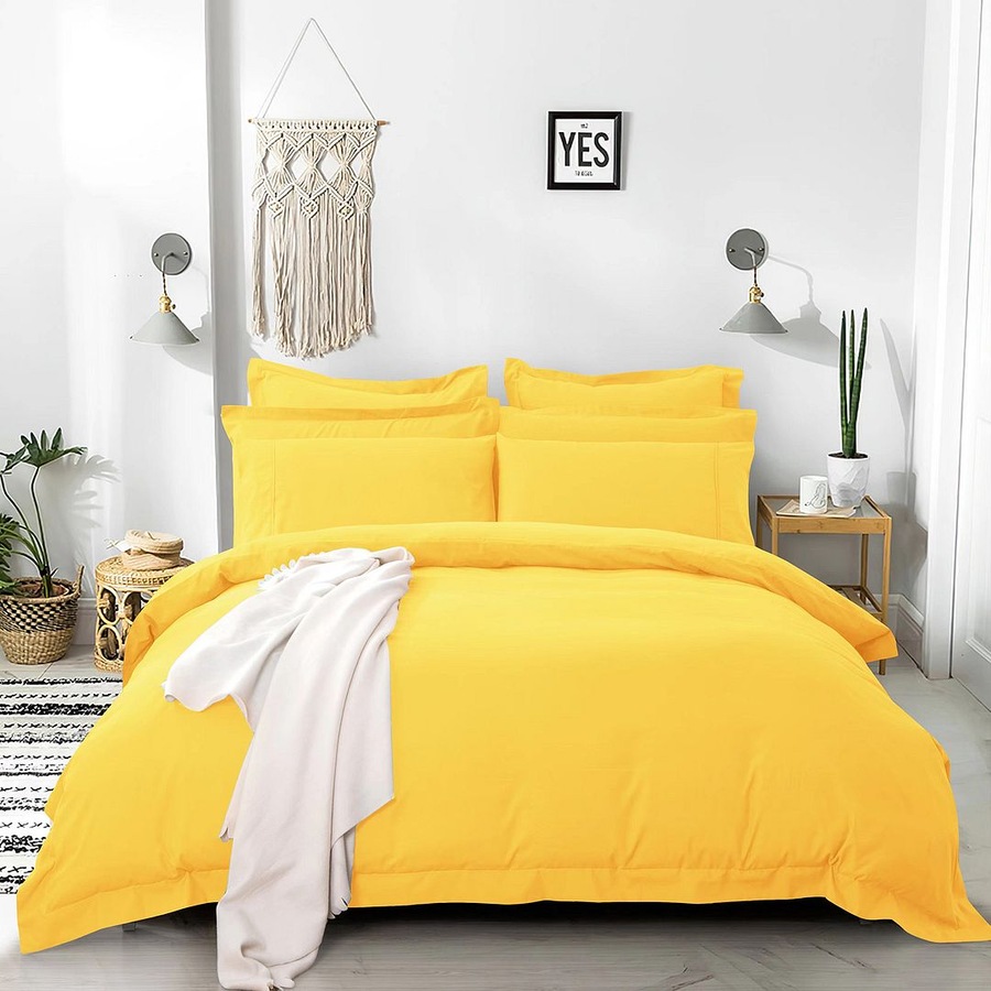 Tailored Super Soft Super King Size Quilt/Doona/Duvet Cover Set - Yellow