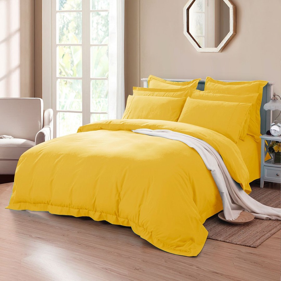 Tailored Super Soft Super King Size Quilt/Doona/Duvet Cover Set - Yellow