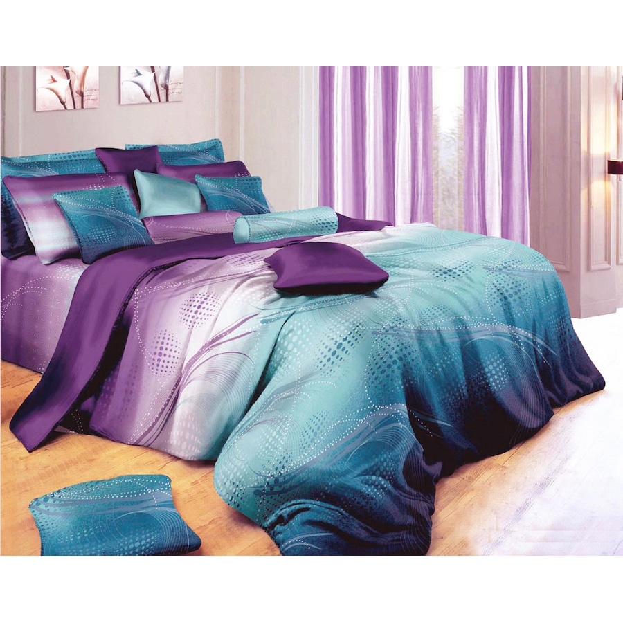 Vitara Super King Size Bed Quilt Doona Duvet Cover & Pillow Cases Set Green Purple