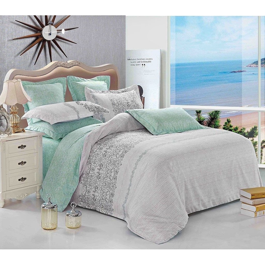 Wales Quilt/Doona/Duvet Cover Set (Super King Size) Grey