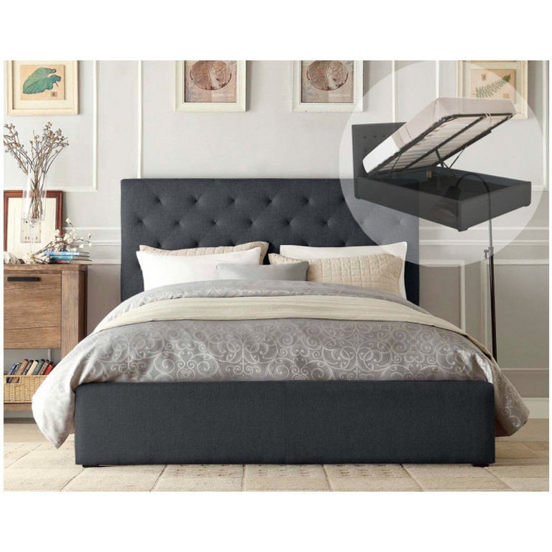 Marco Collection Fabric Upholstered Bed, King Single Padded Bed Frame
