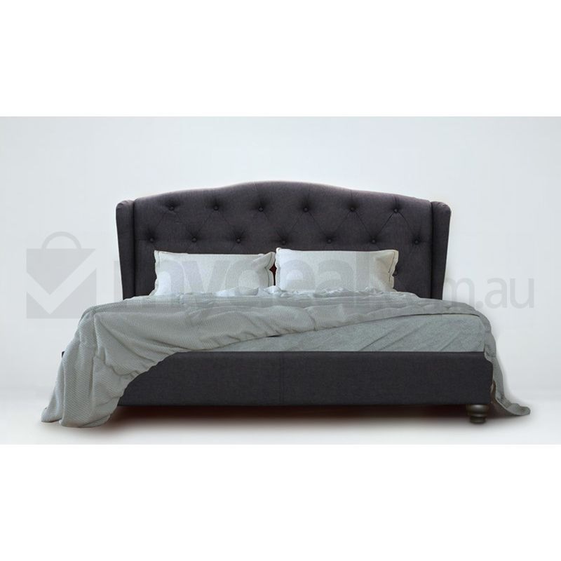 Buy French Provincial King Fabric Bed Frame Dark Grey MyDeal