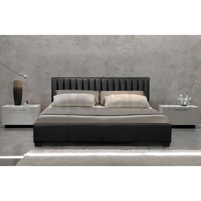 Monaco King Size Faux Leather Bed Frame in Black
